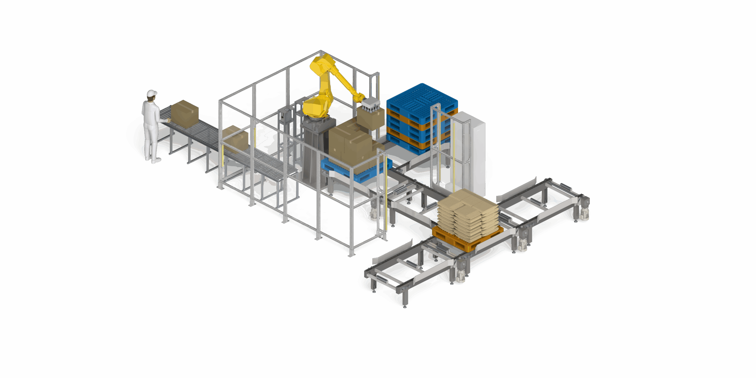 パレットに降ろし工程を自動化
